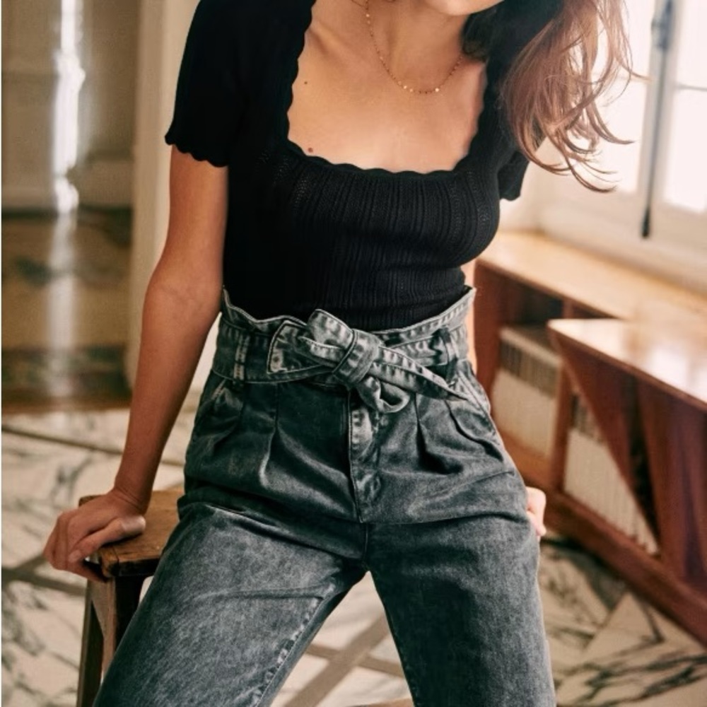 Sézane Austin Trousers in Washed Black